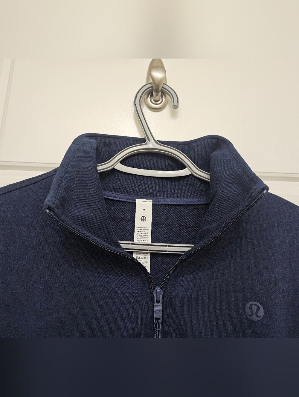 lululemon Terry Tennis  Navy Half-Zip Cropped Cowl Sweater, Size M - Picture 14 of 16